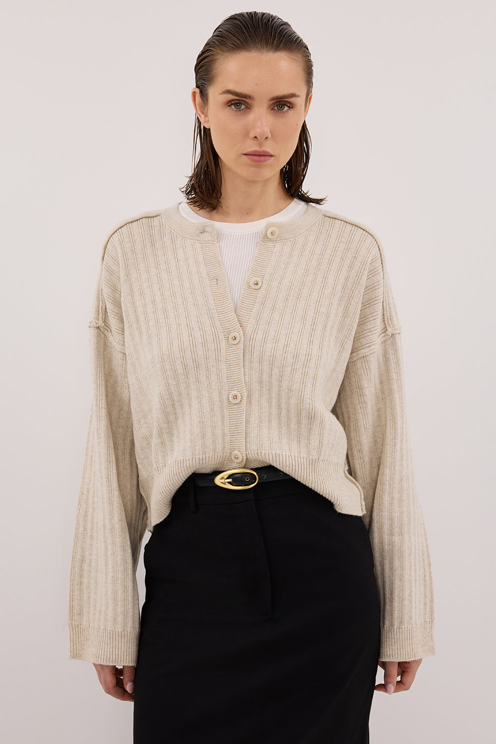 DAHLIA CHALK KNIT CARDIGAN Clothing DISSH Boutiques 