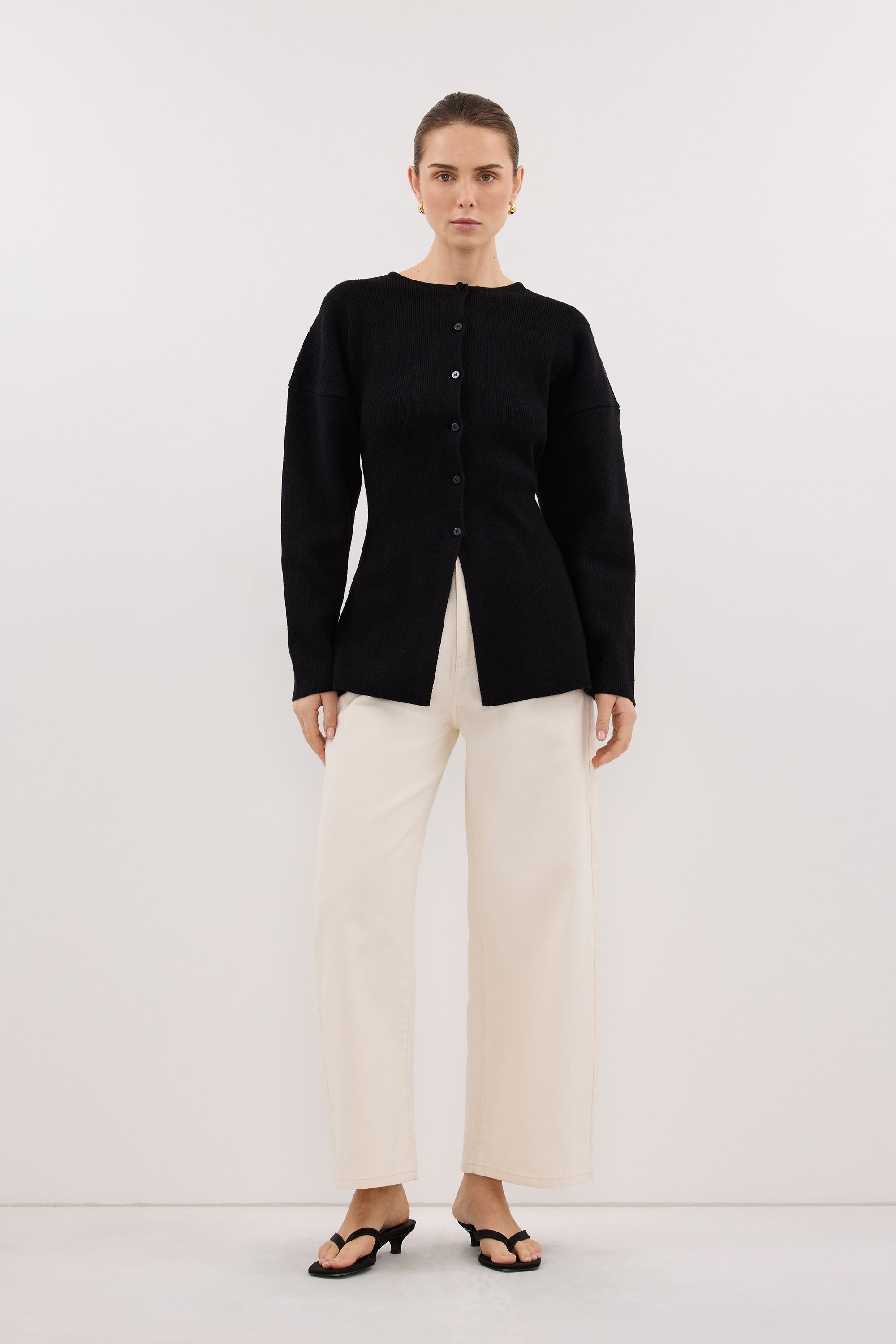 MARTHA BLACK CINCHED KNIT CARDIGAN