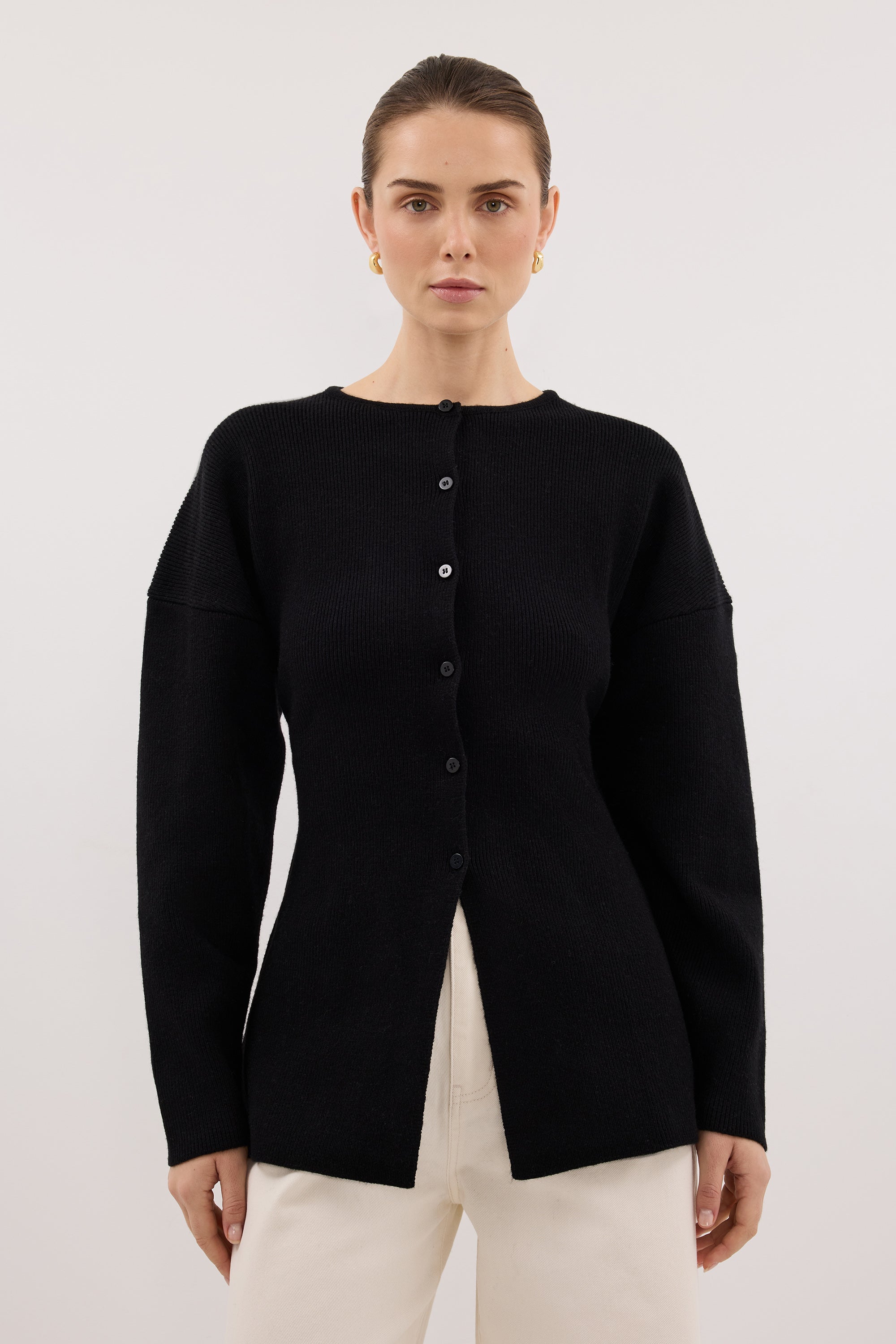 MARTHA BLACK CINCHED KNIT CARDIGAN