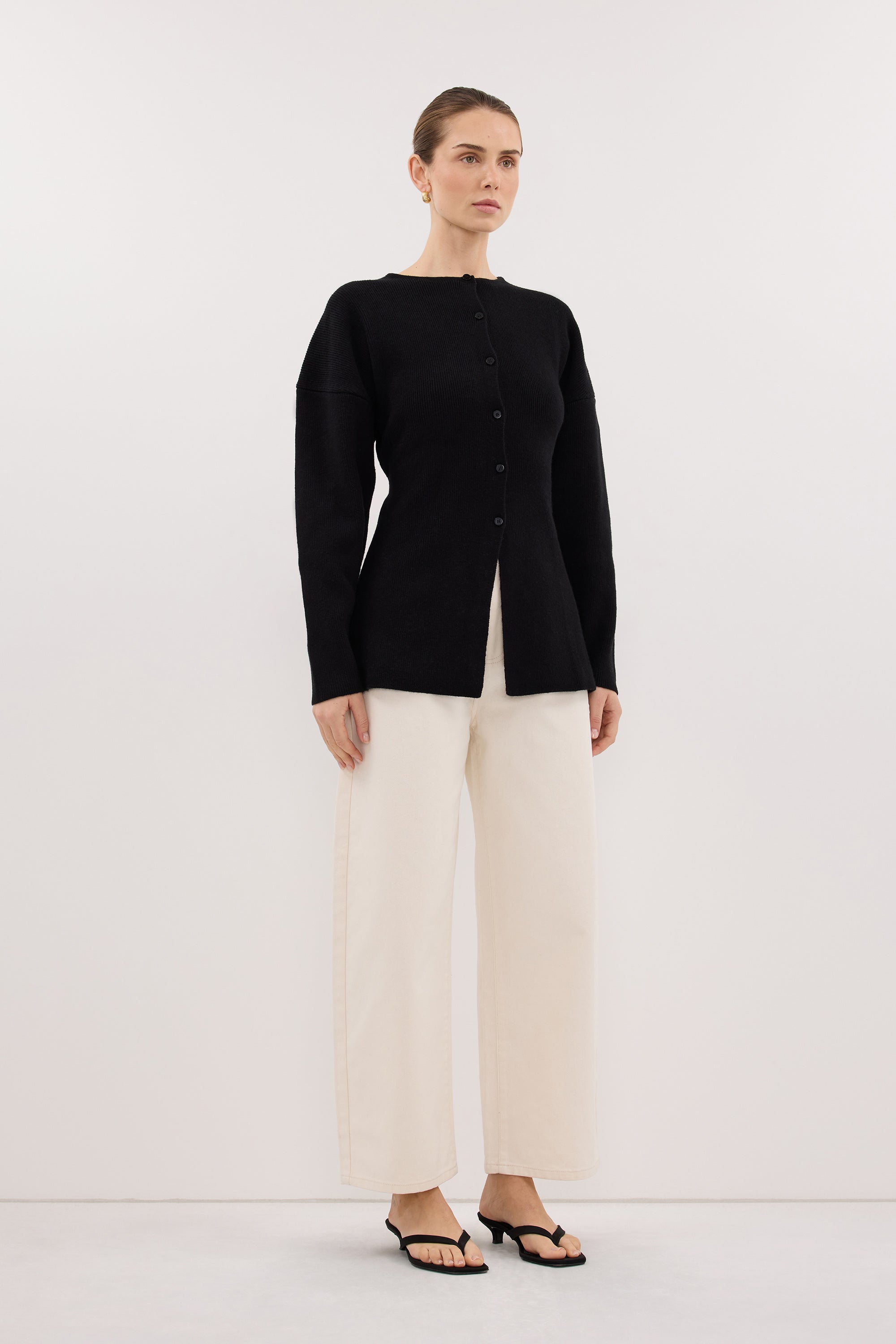 MARTHA BLACK CINCHED KNIT CARDIGAN