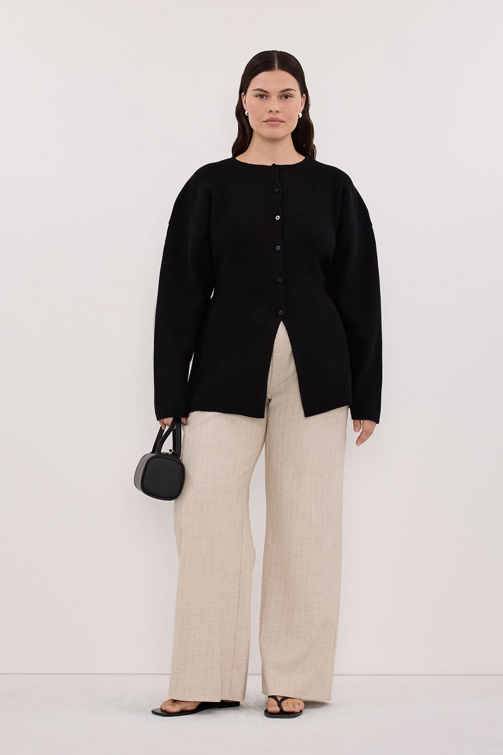 MARTHA BLACK CINCHED KNIT CARDIGAN