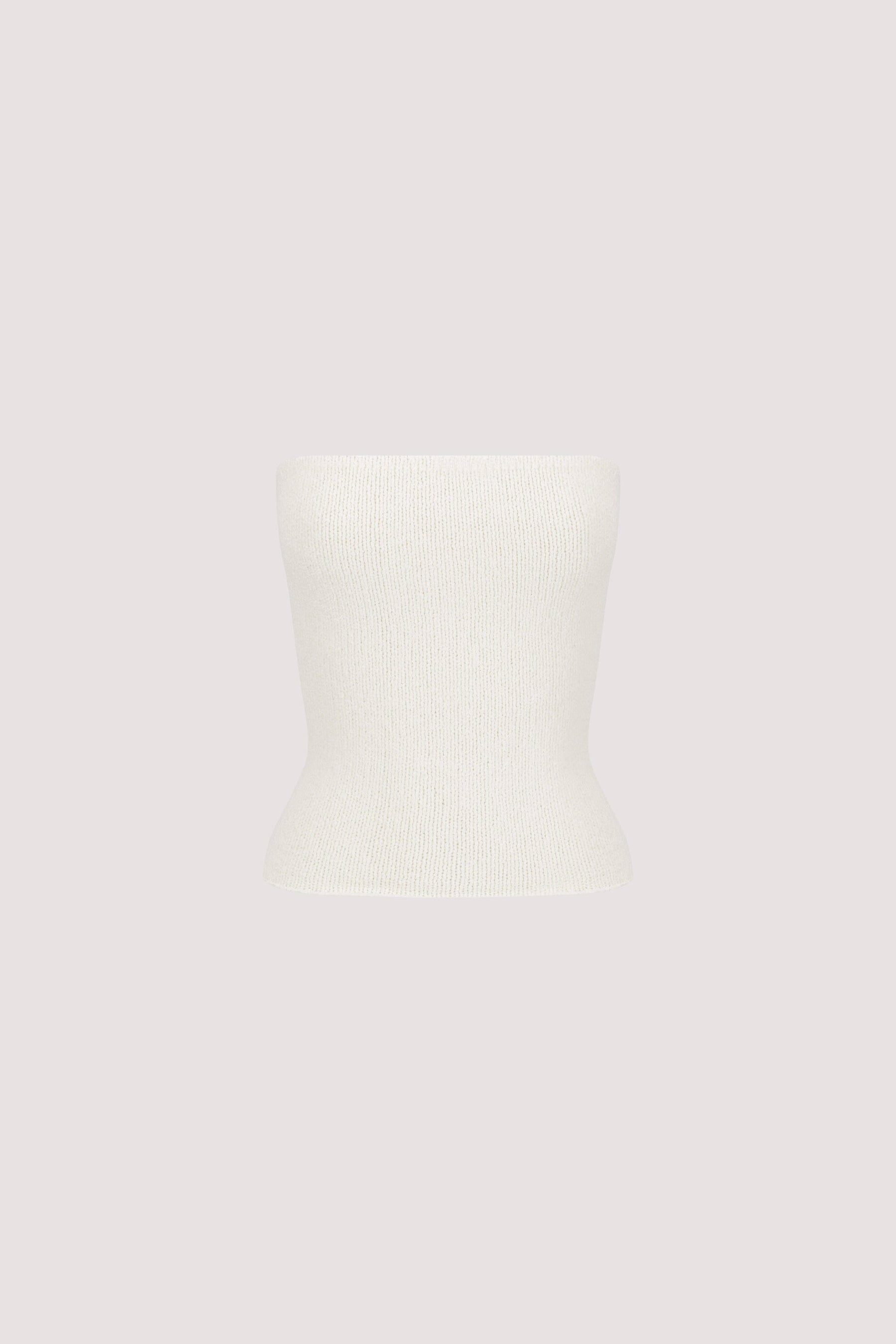 KARA OFF WHITE STRAPLESS BANDEAU KNIT TOP Clothing DISSH Boutiques 