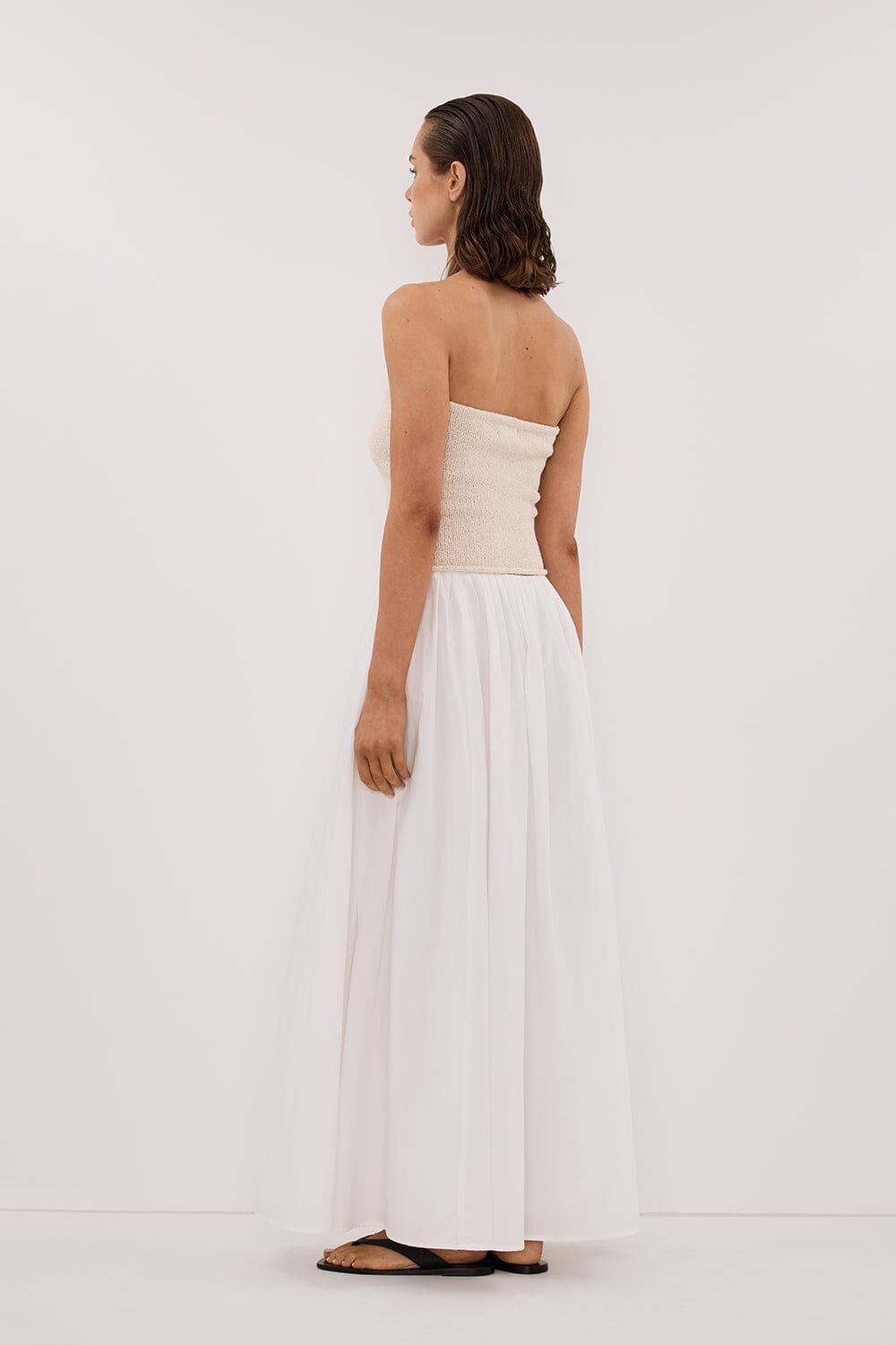 KARA SANDSTONE STRAPLESS BANDEAU KNIT TOP