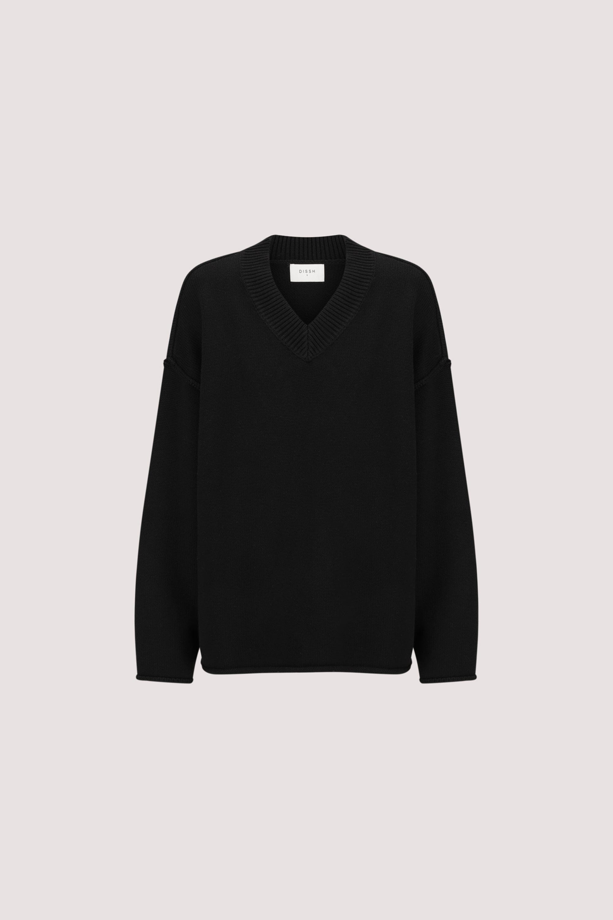 FLINT BLACK V NECK KNIT JUMPER Clothing DISSH Boutiques 