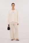 FLINT CREAM V NECK KNIT JUMPER