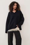 FLINT INK V NECK KNIT JUMPER