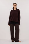 FLINT PLUM V NECK KNIT JUMPER