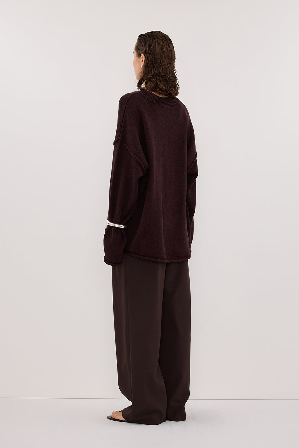 FLINT PLUM V NECK KNIT JUMPER