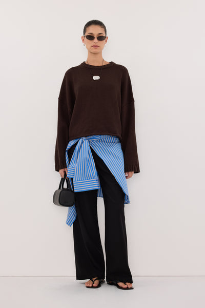 Aude wearing BAY CHOC KNIT JUMPER
