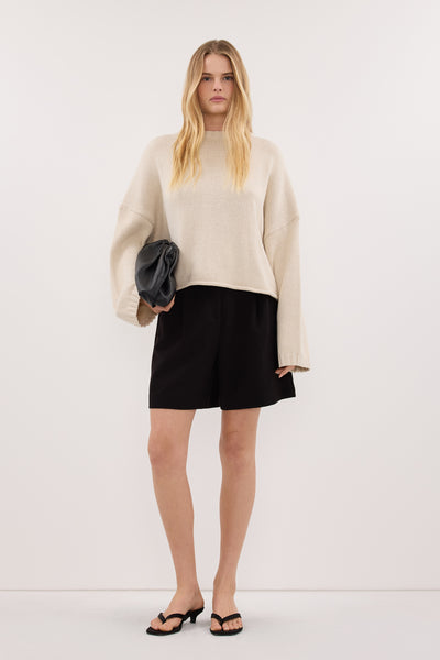 Zoe wearing BAY PLASTER KNIT JUMPER