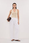 DINA NATURAL SLEEVELESS HALTER KNIT TOP