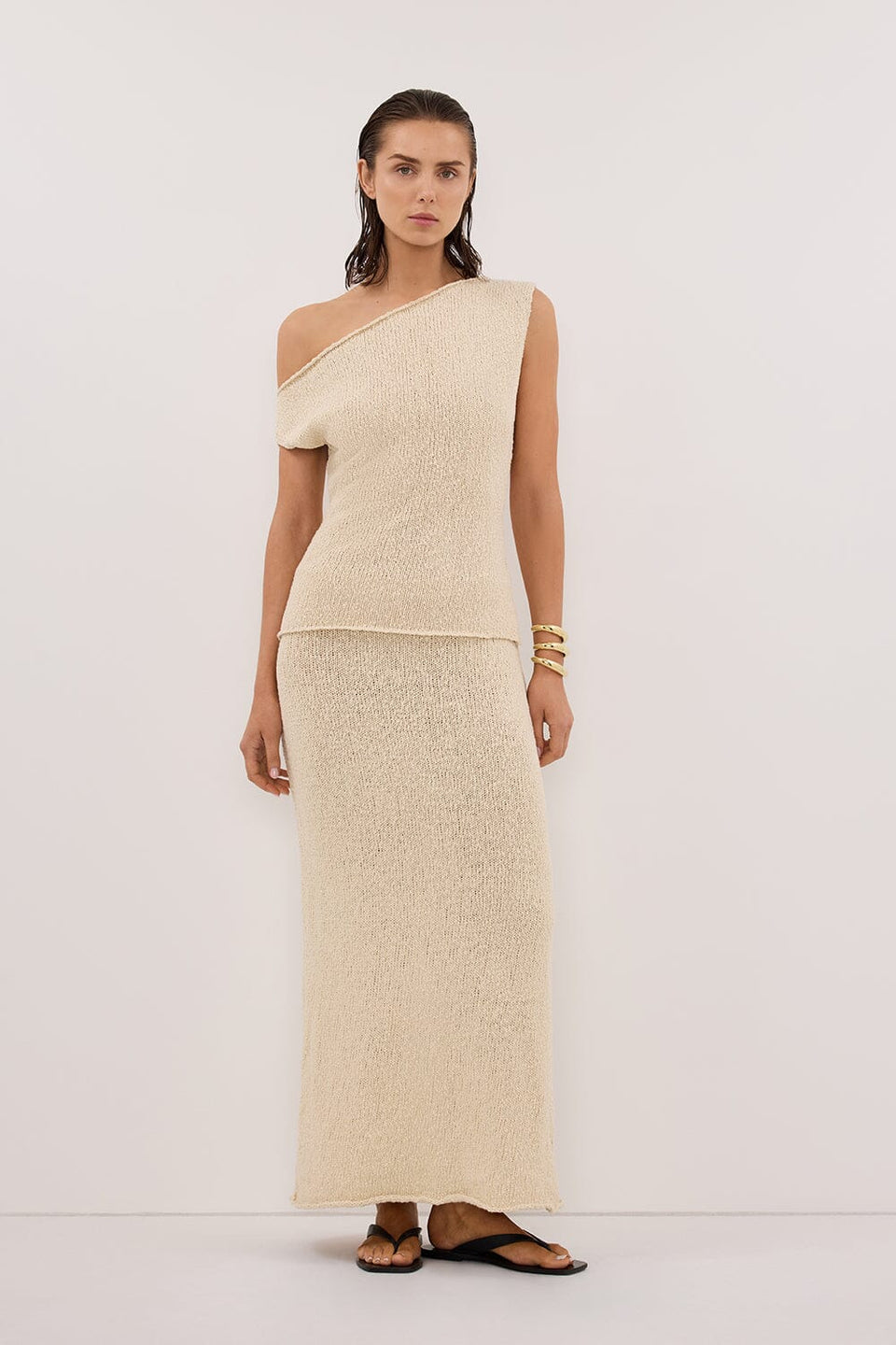 DINA NATURAL COTTON ASYM KNIT TOP Clothing DISSH Boutiques XS NATURAL 