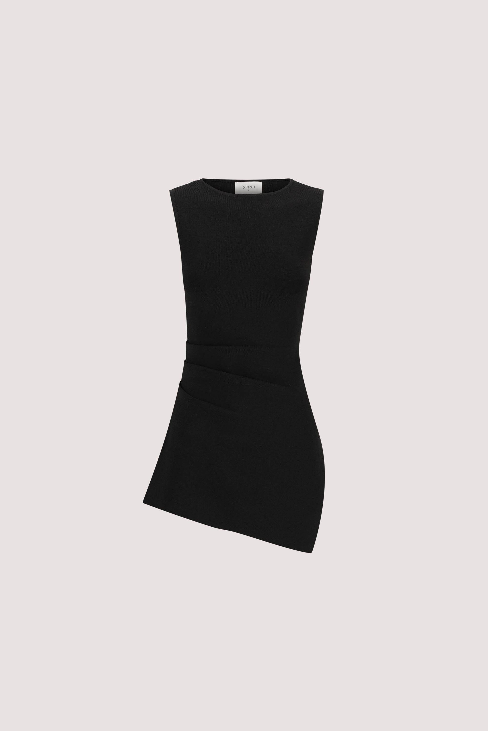 CLEO BLACK SLEEVELESS LONGLINE KNIT TOP 