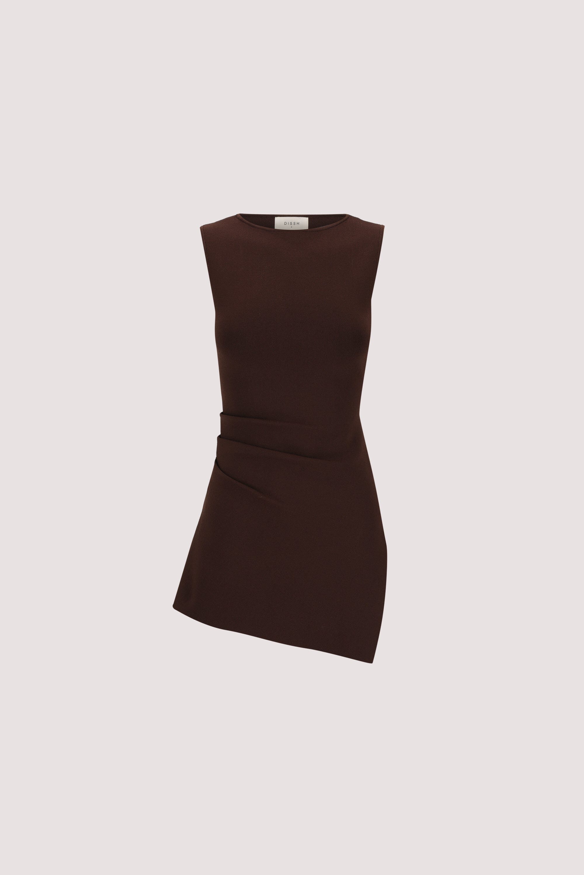 CLEO CHOC SLEEVELESS LONGLINE KNIT TOP