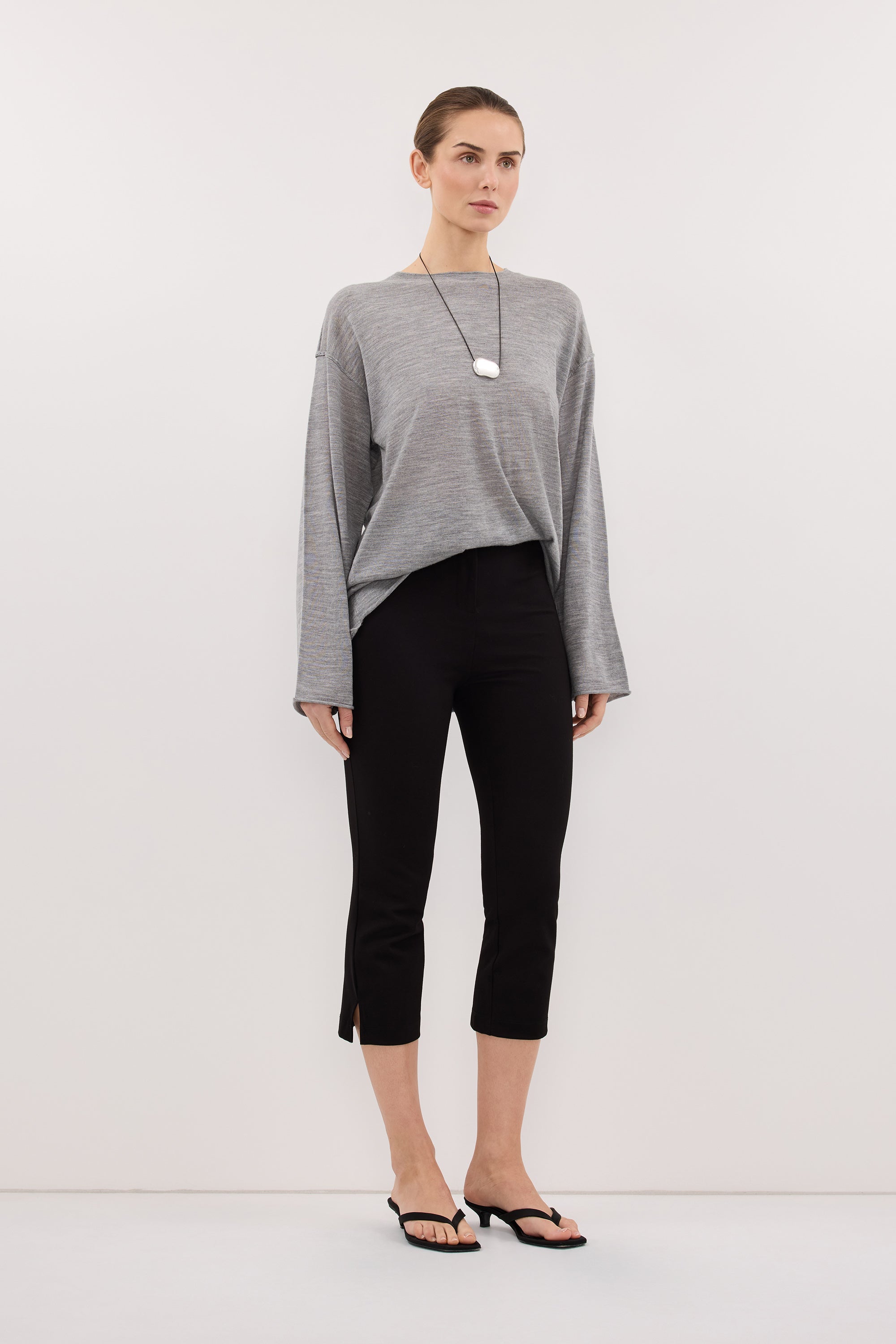 DUKE GREY MARLE MERINO JUMPER