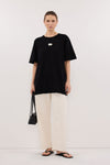 TESS BLACK LONGLINE KNIT TEE