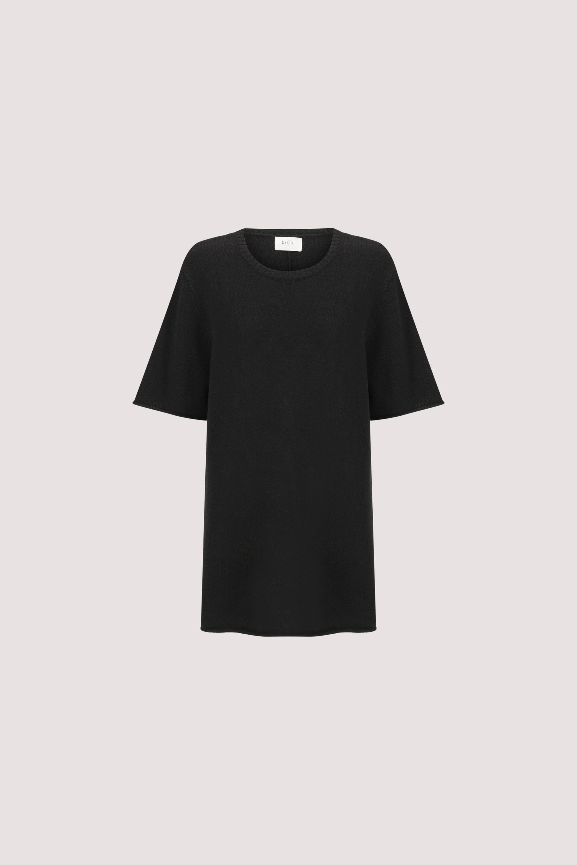 TESS BLACK LONGLINE KNIT TEE