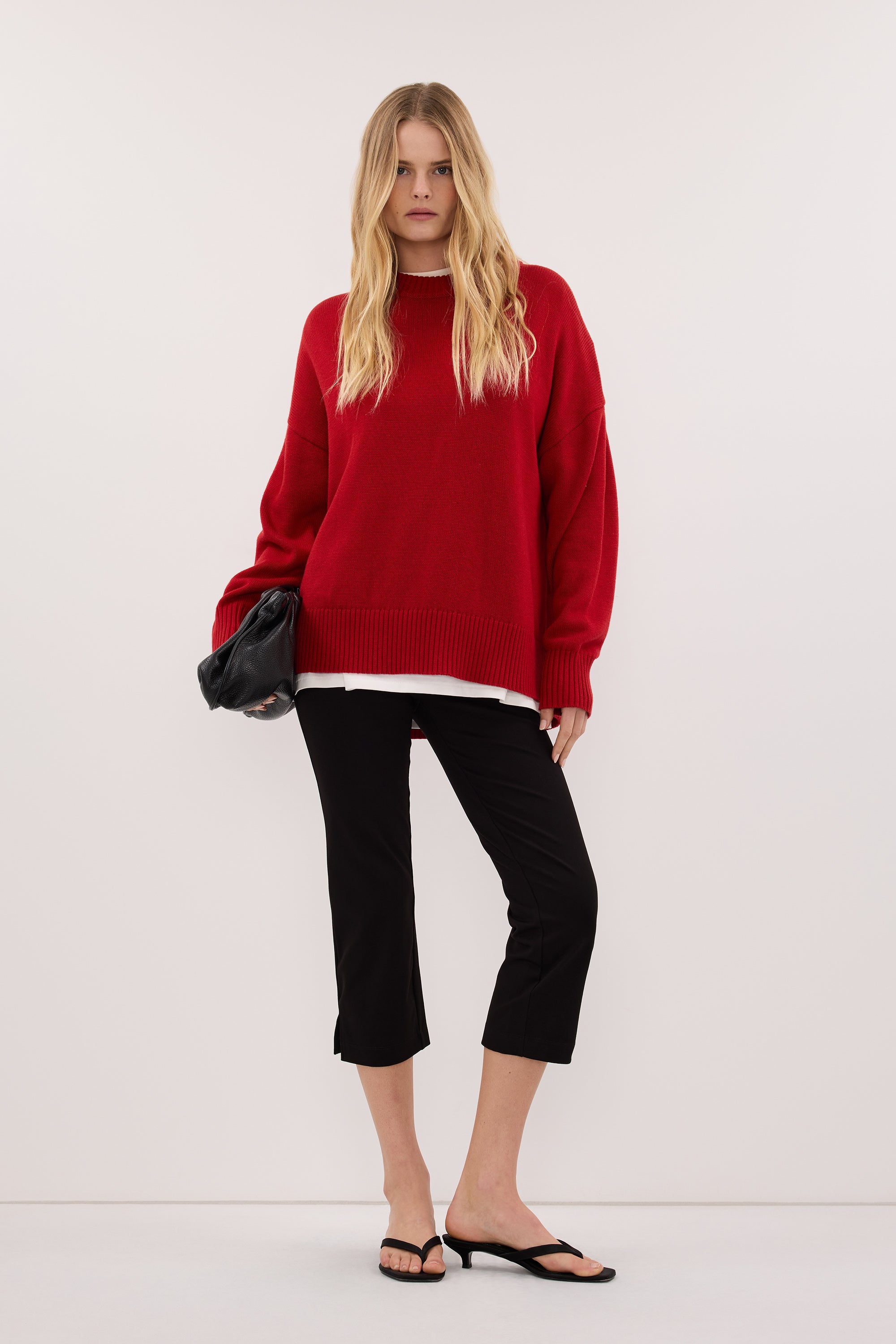 MILA BURNT RED CREW NECK KNIT JUMPER