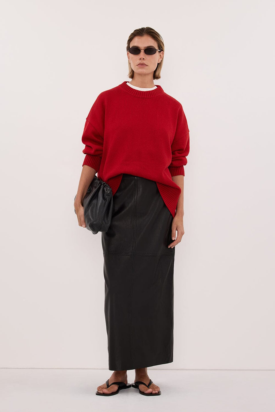 MILA BURNT RED CREW NECK KNIT JUMPER Clothing DISSH Boutiques 