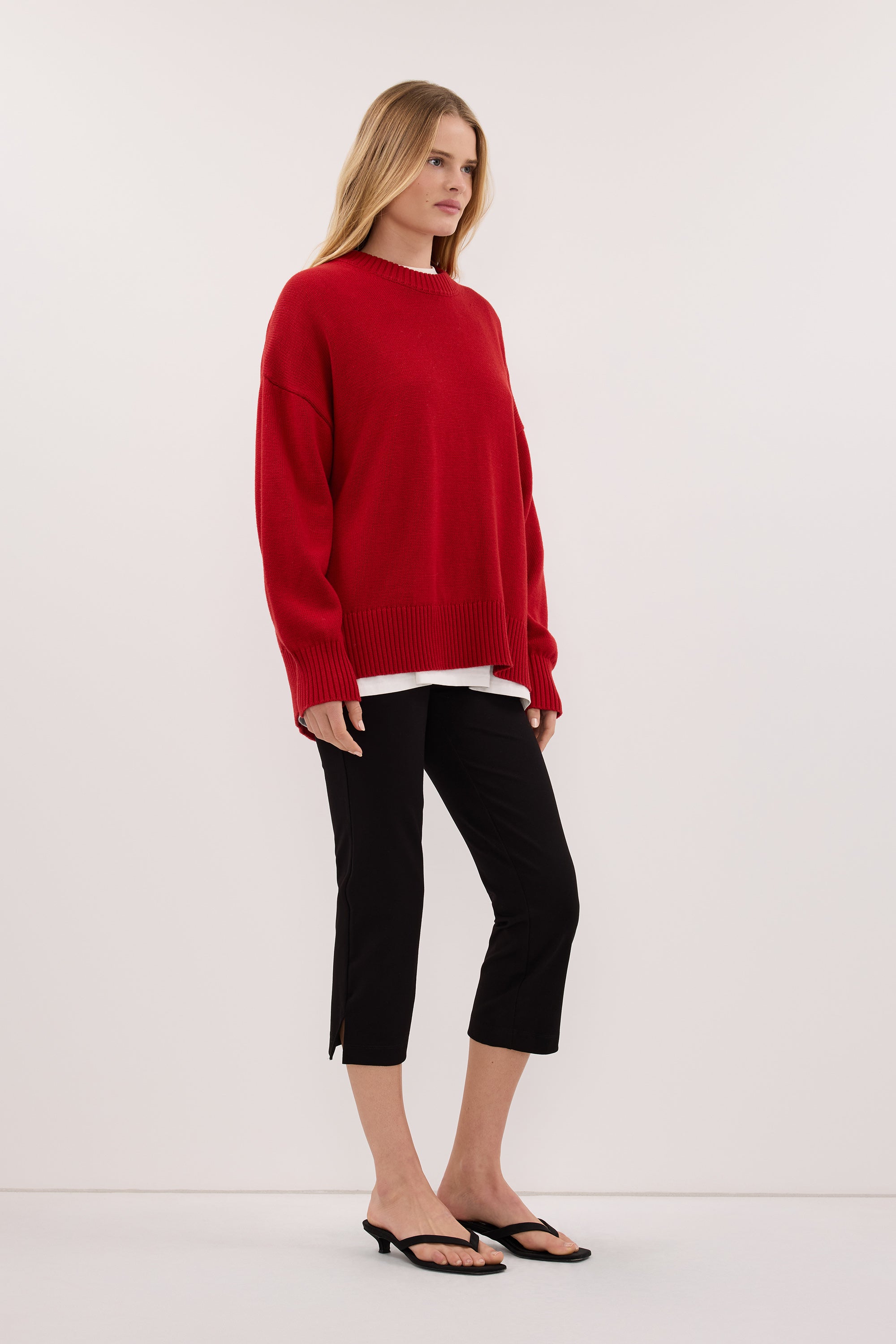 MILA BURNT RED CREW NECK KNIT JUMPER