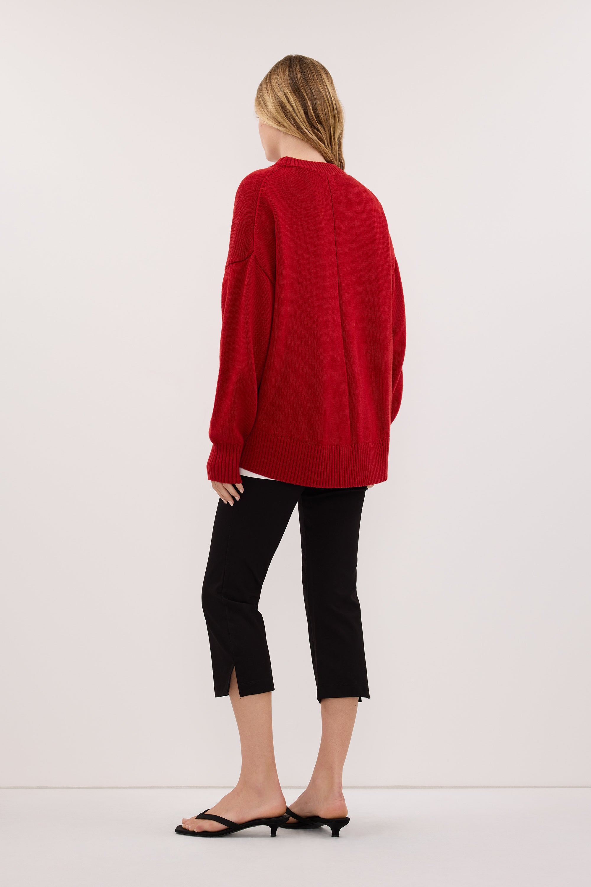 MILA BURNT RED CREW NECK KNIT JUMPER