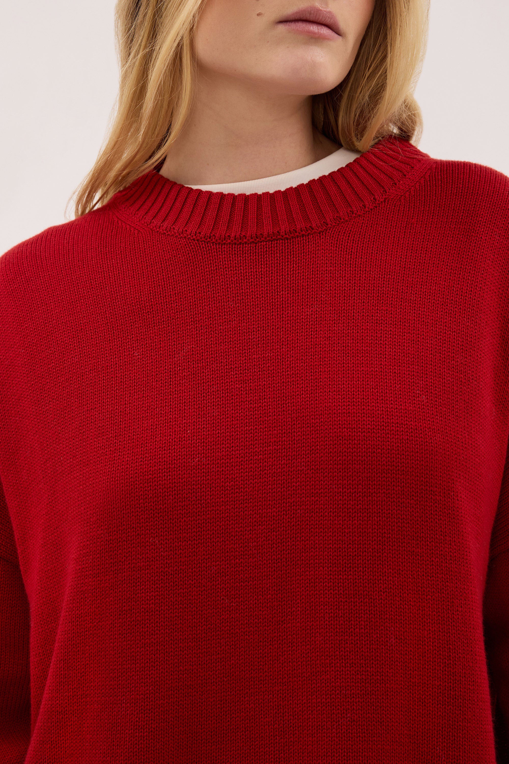 MILA BURNT RED CREW NECK KNIT JUMPER