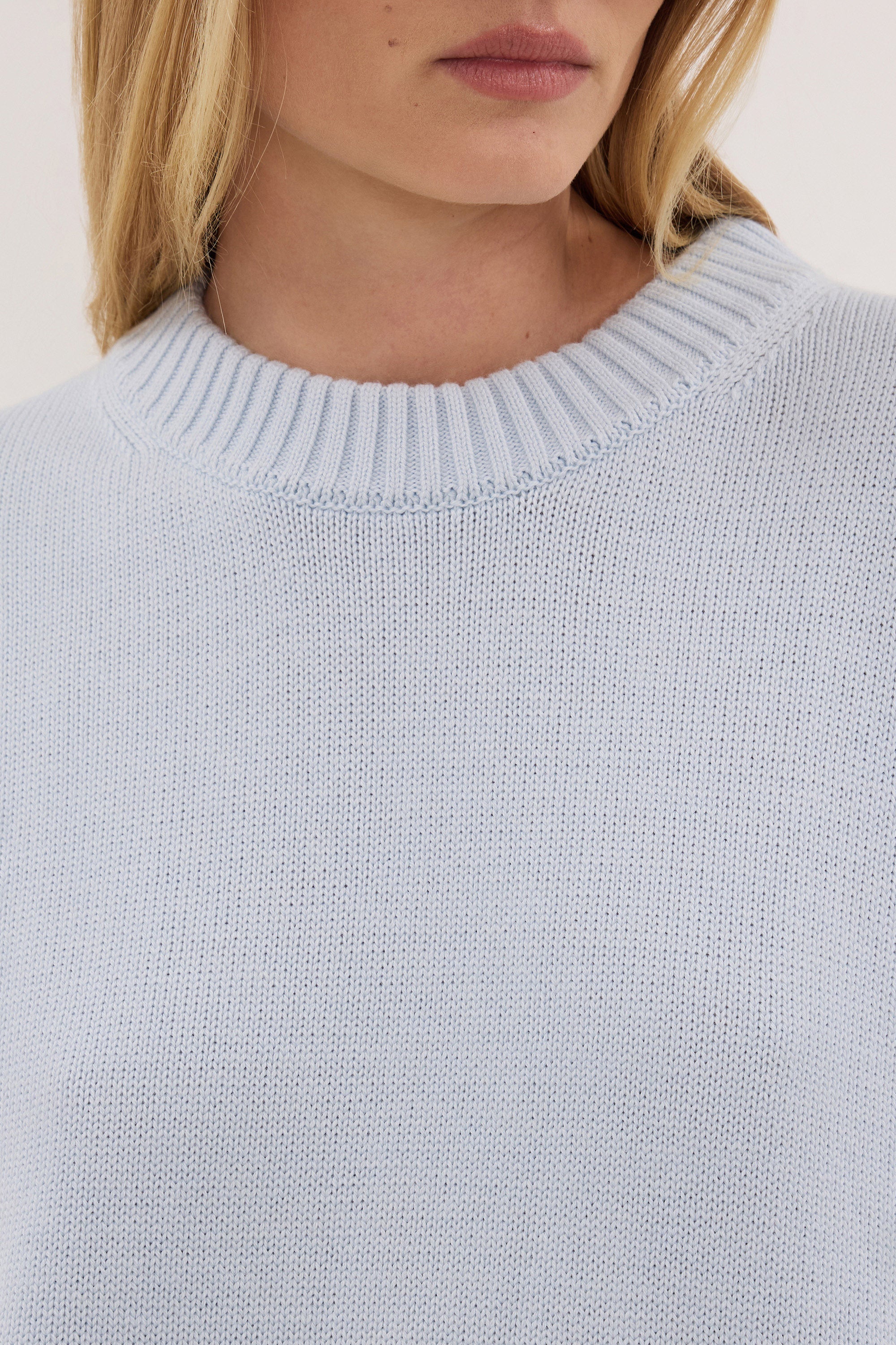 MILA DUSTY BLUE CREW NECK KNIT JUMPER