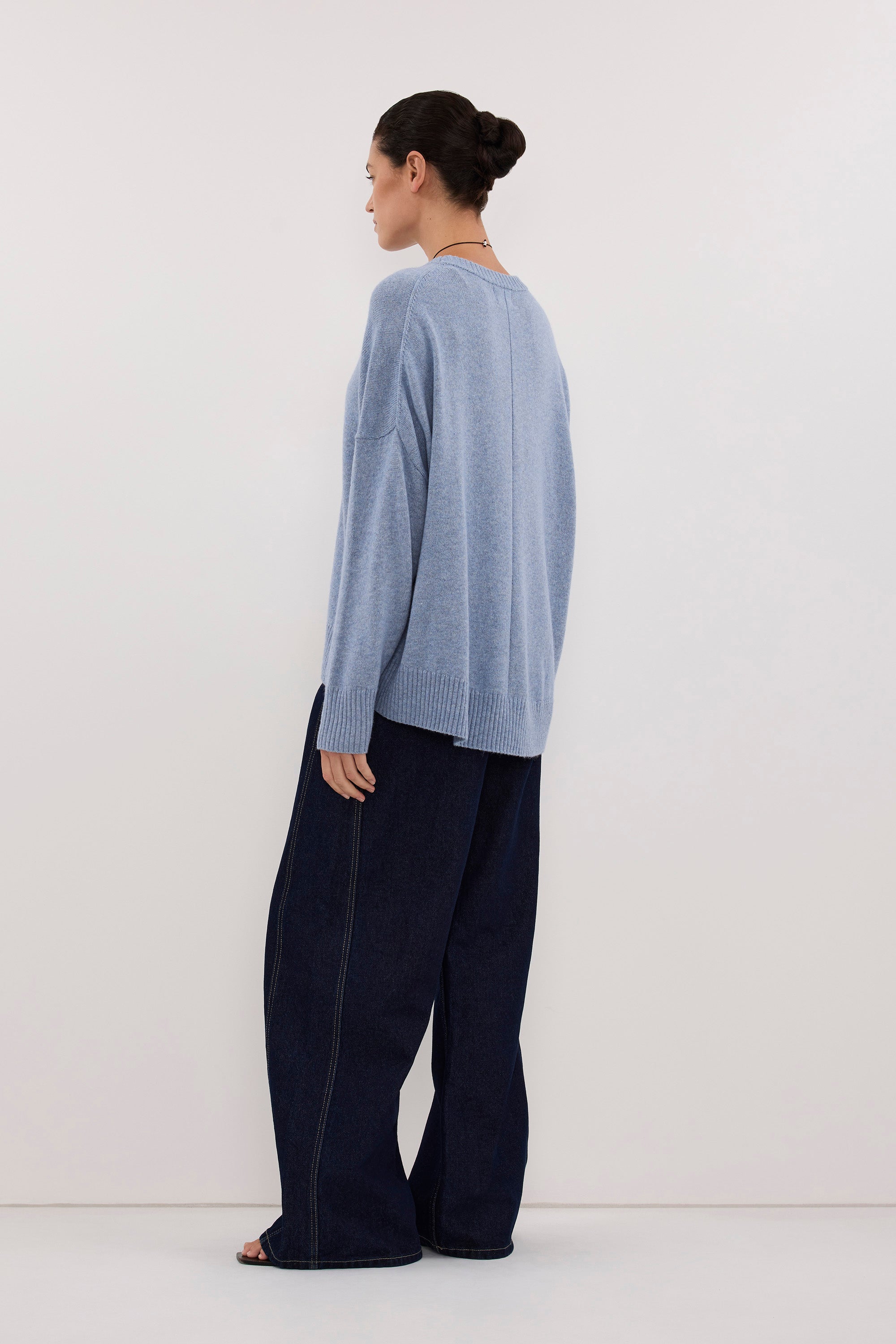 BELLA SKY BLUE CREW NECK KNIT JUMPER
