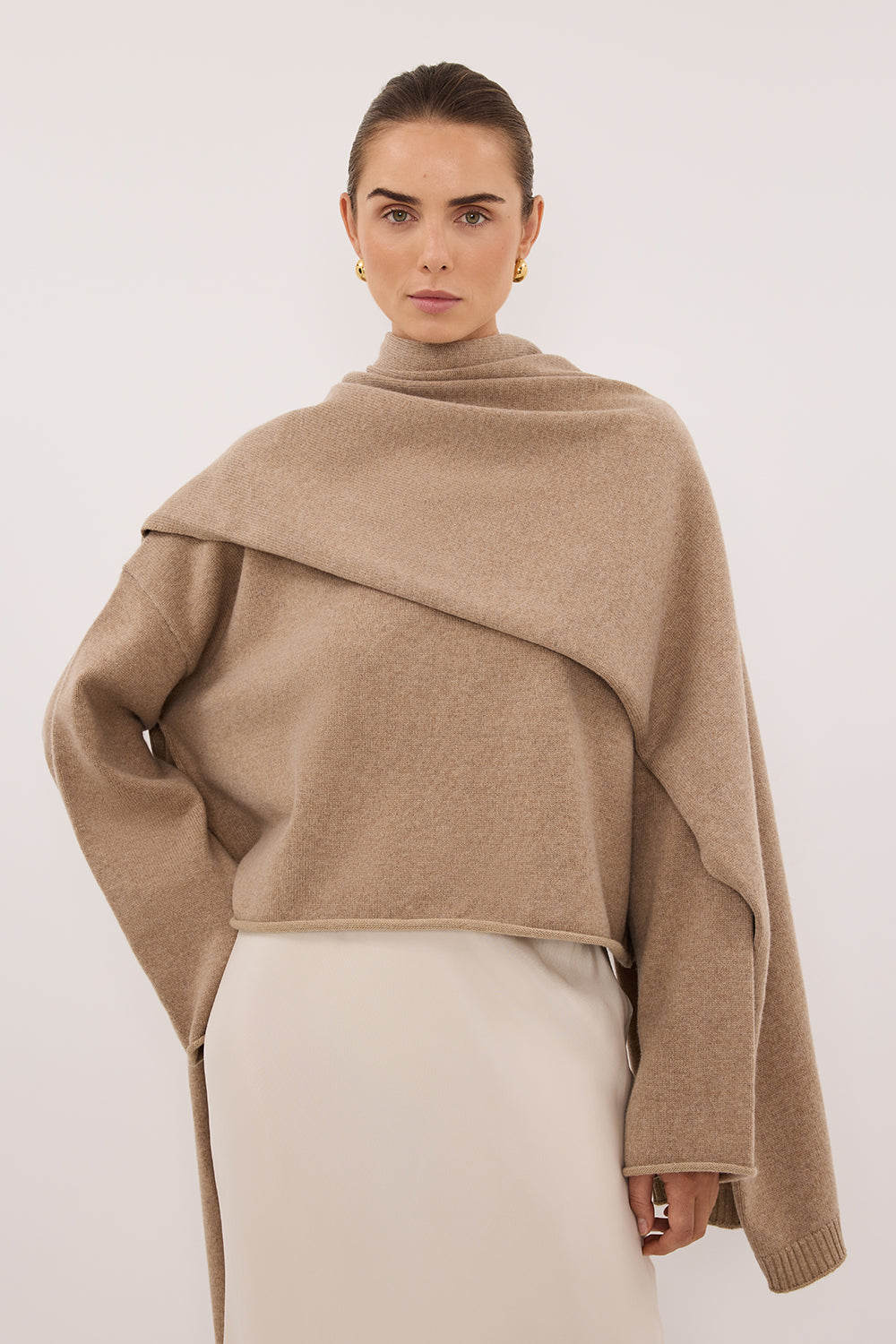ANDIE OAT SCARF KNIT SWEATER