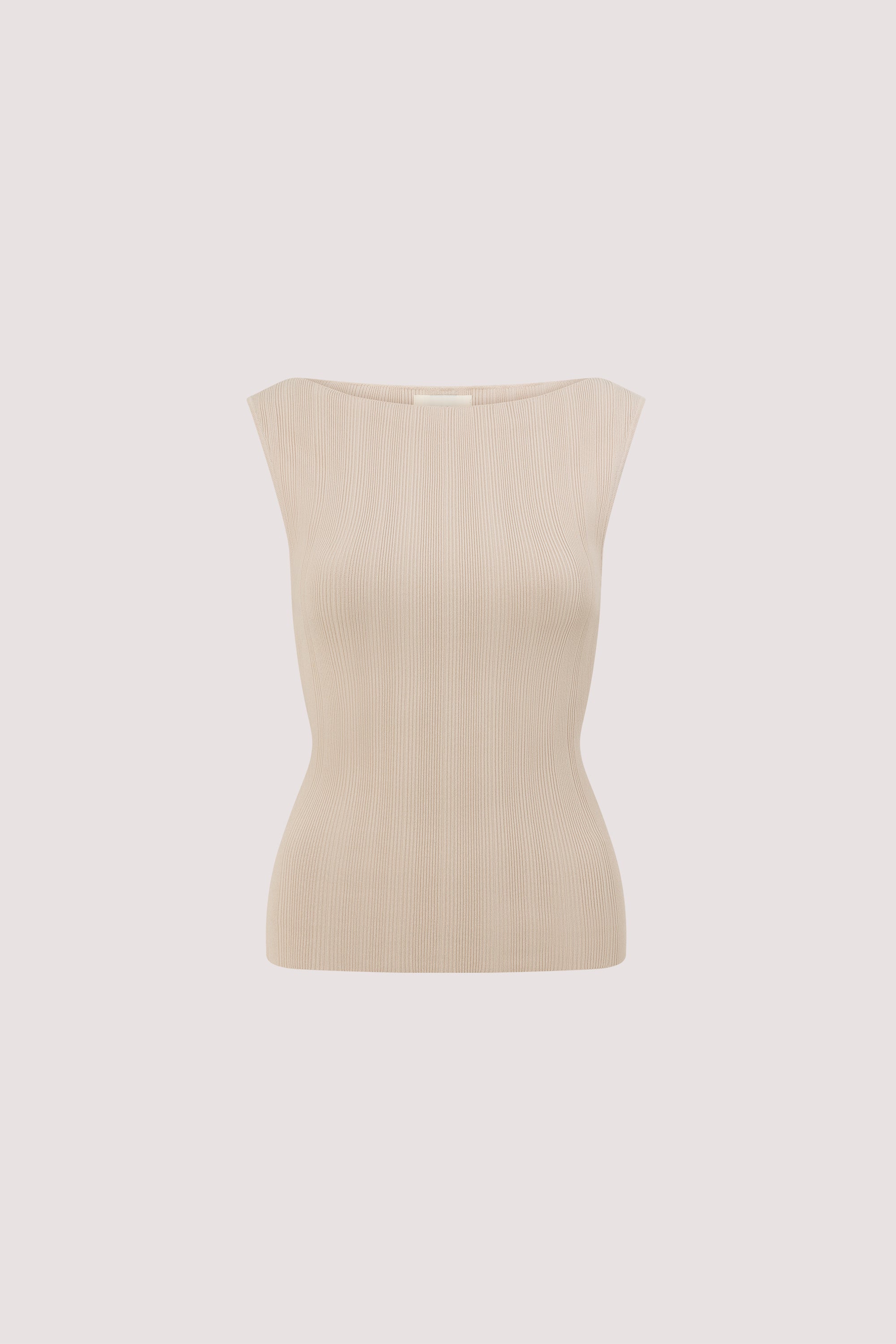 DOVE STONE SLEEVELESS RIBBED KNIT TANK