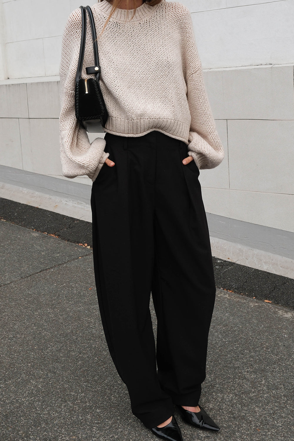 ROSA CHALK CROPPED KNIT JUMPER