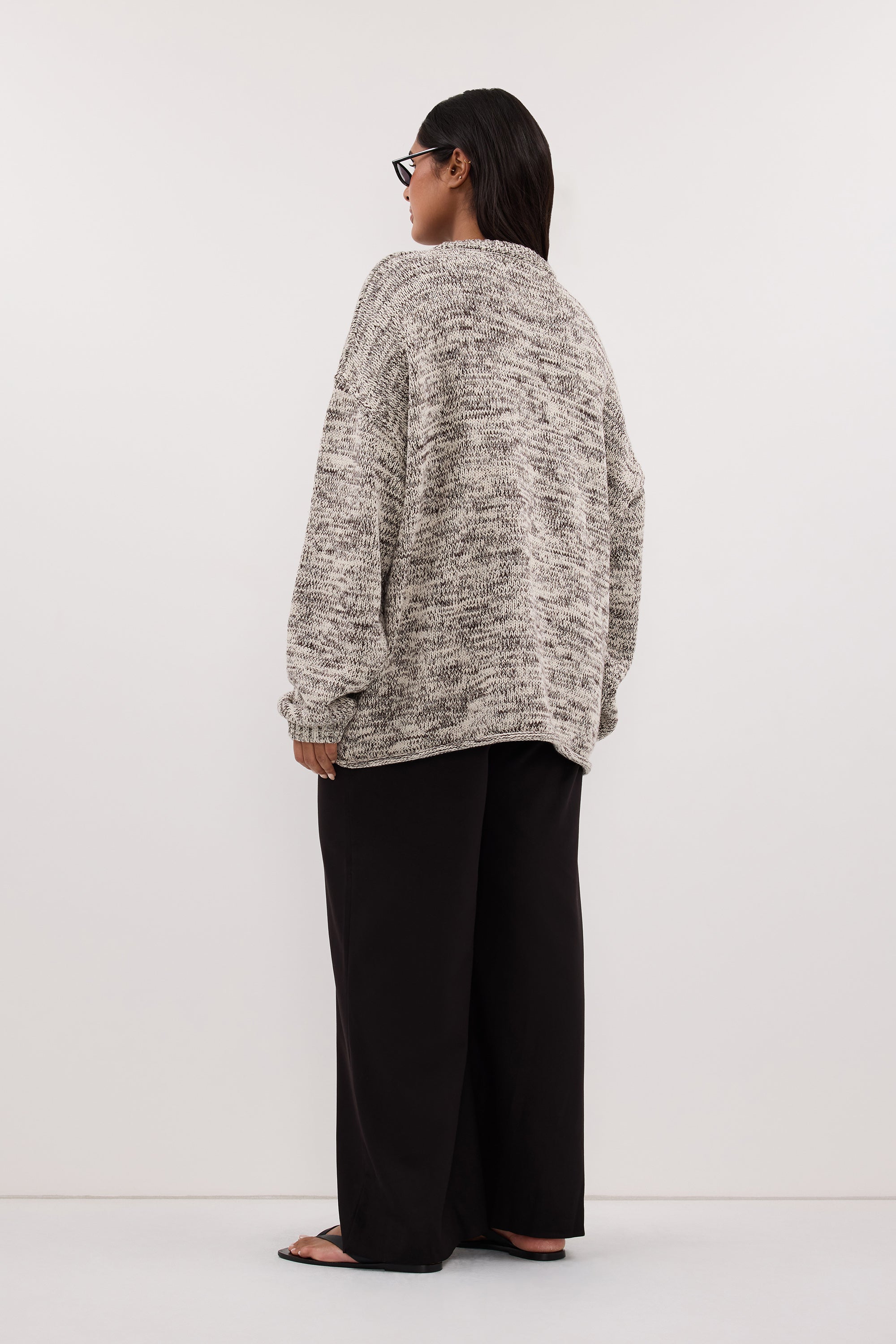 JETT CHOC MARLE LONGLINE KNIT JUMPER