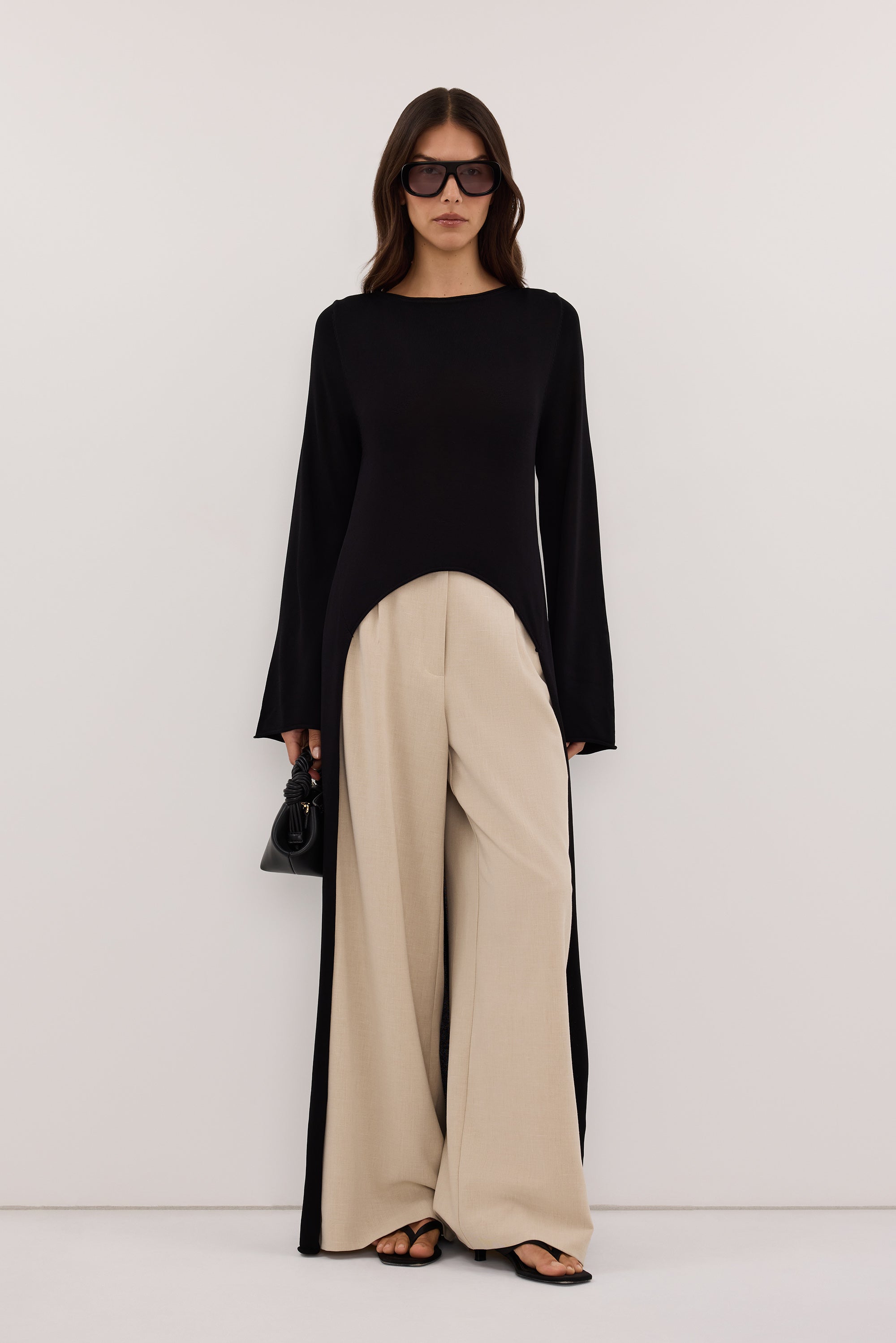 DAPHNE BLACK KNIT CAPE TOP