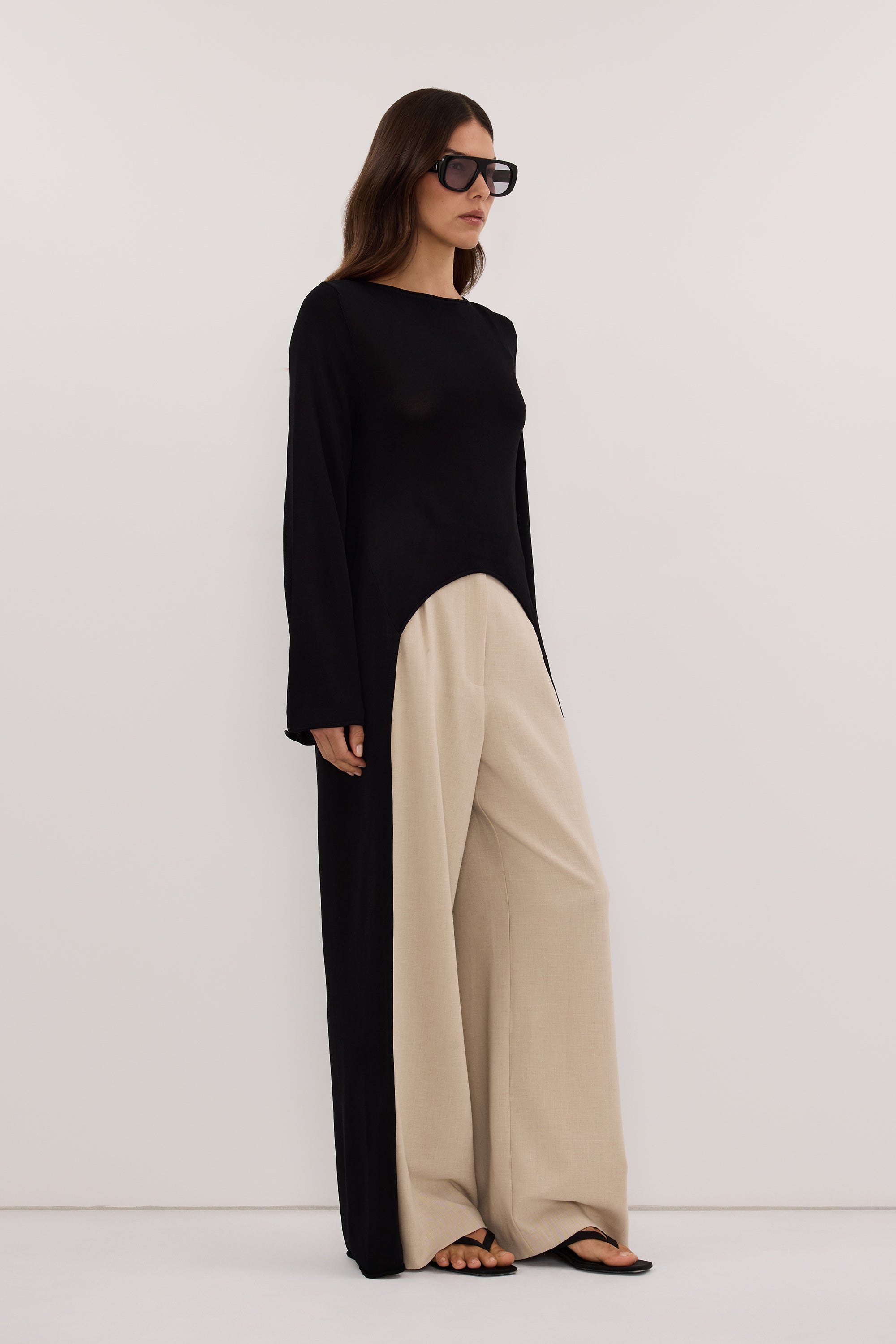 DAPHNE BLACK KNIT CAPE TOP
