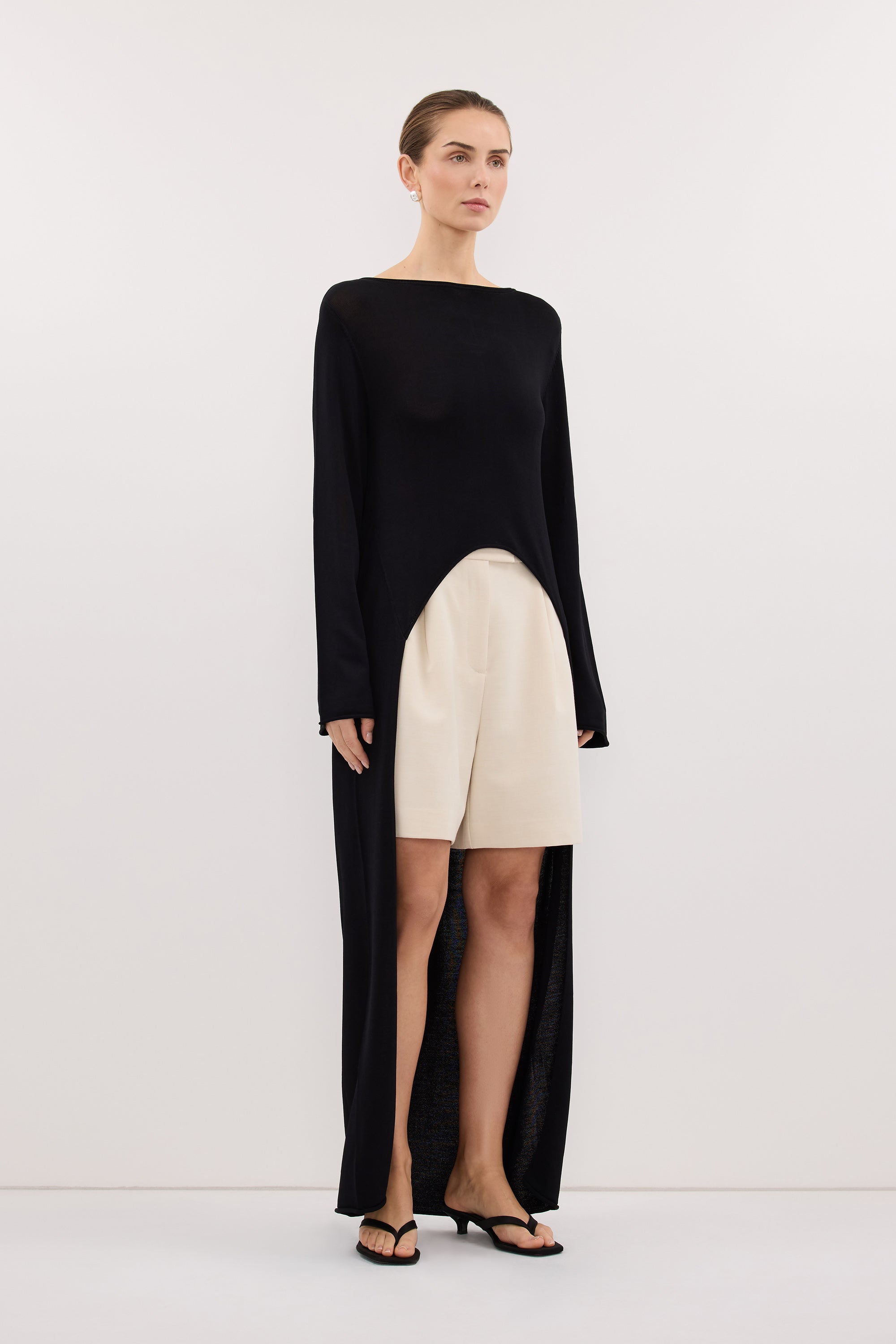 DAPHNE BLACK KNIT CAPE TOP