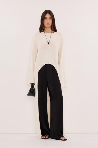 Helena  wearing DAPHNE MILK KNIT CAPE TOP - PRE ORDER