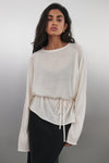 DUKE OFF WHITE TIE MERINO KNIT TOP