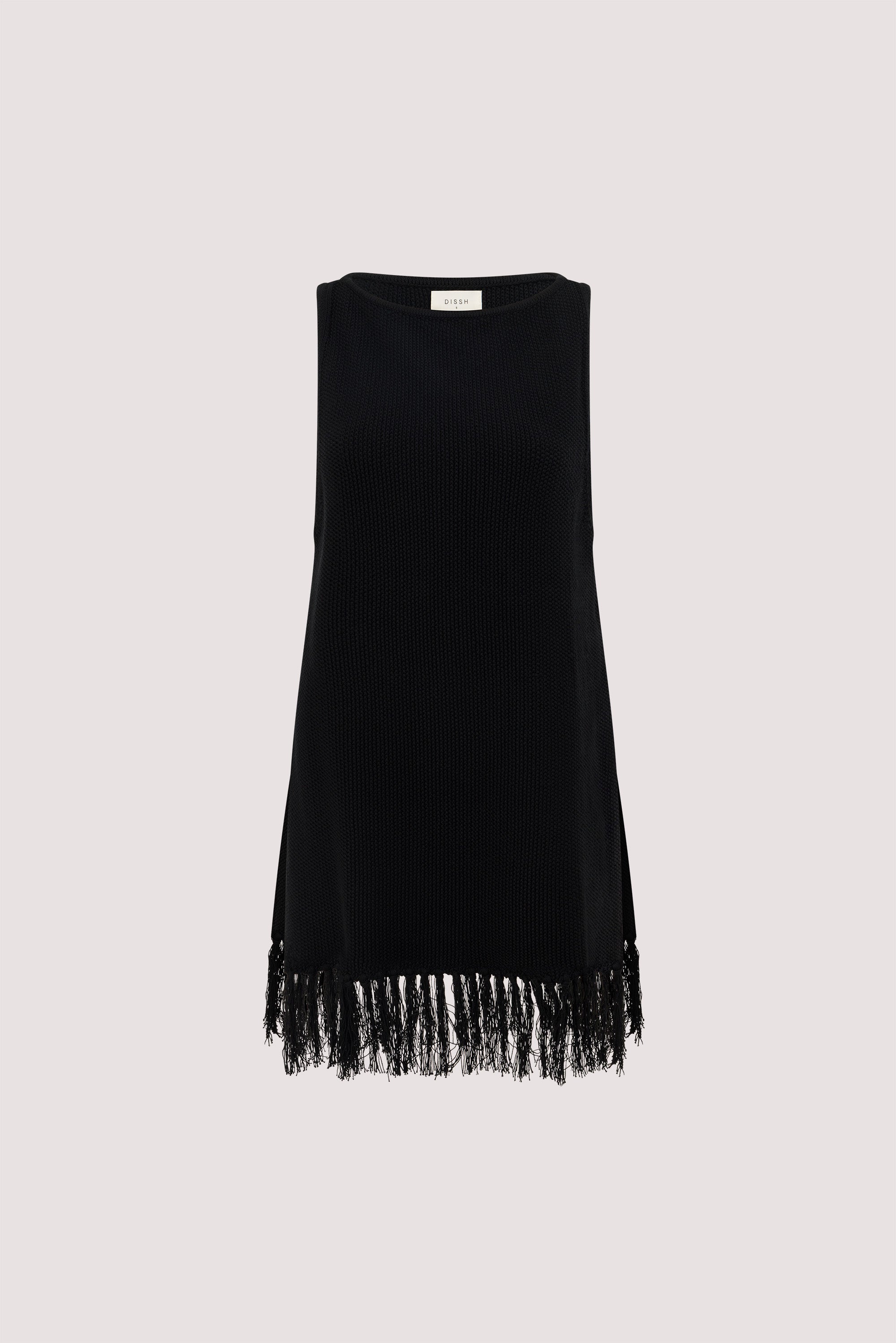 BENETTE BLACK FRINGE TUNIC TOP
