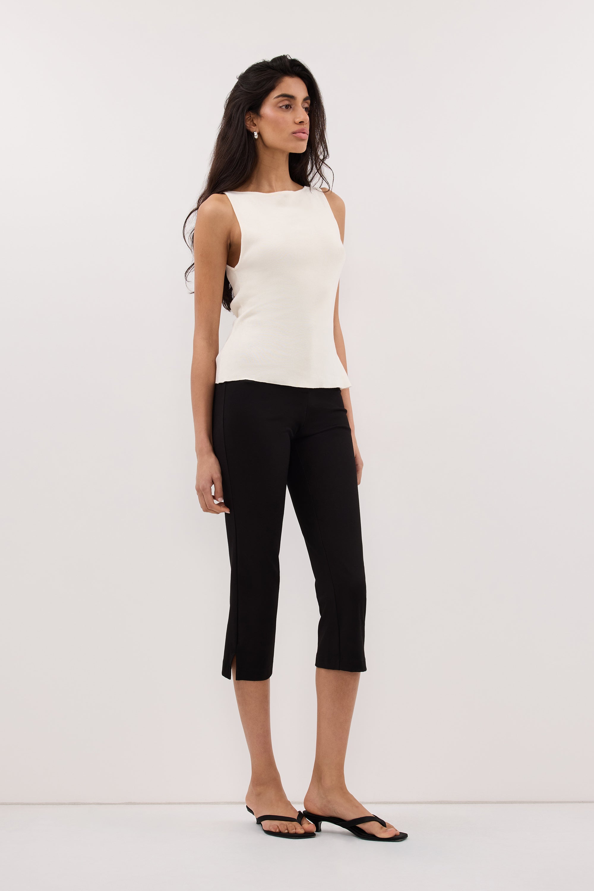 SABRE CREAM KNIT BOAT NECK TANK