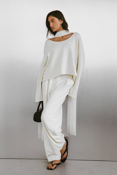 Anaya  wearing MARTA CREAM KNIT LIGHTWEIGHT JUMPER