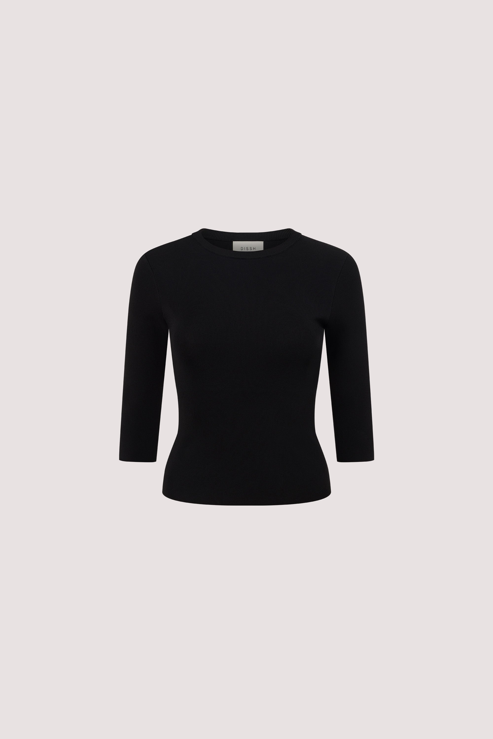 SILVIA BLACK 3/4 SLEEVE KNIT TEE