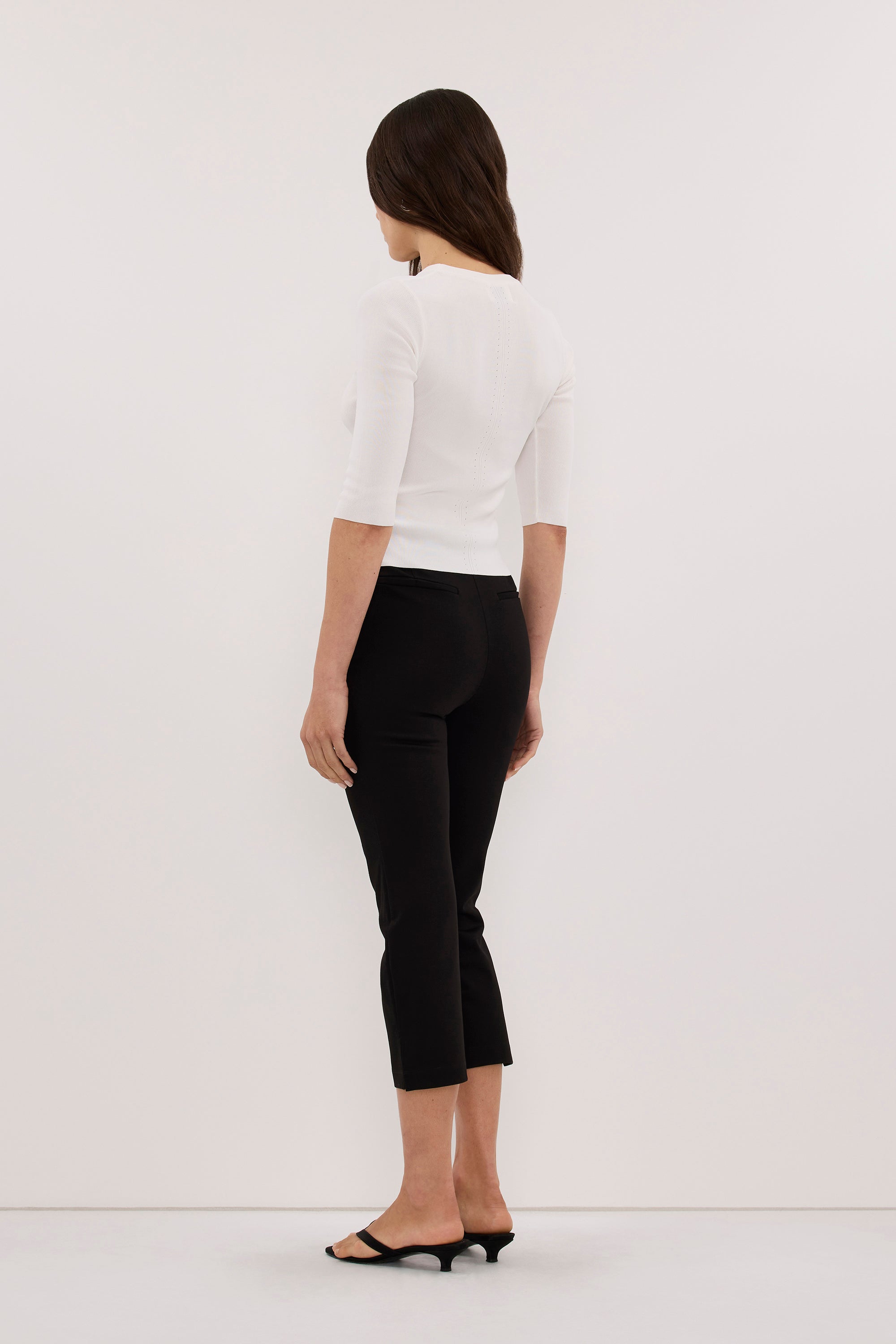 SILVIA WHITE 3/4 SLEEVE KNIT TEE