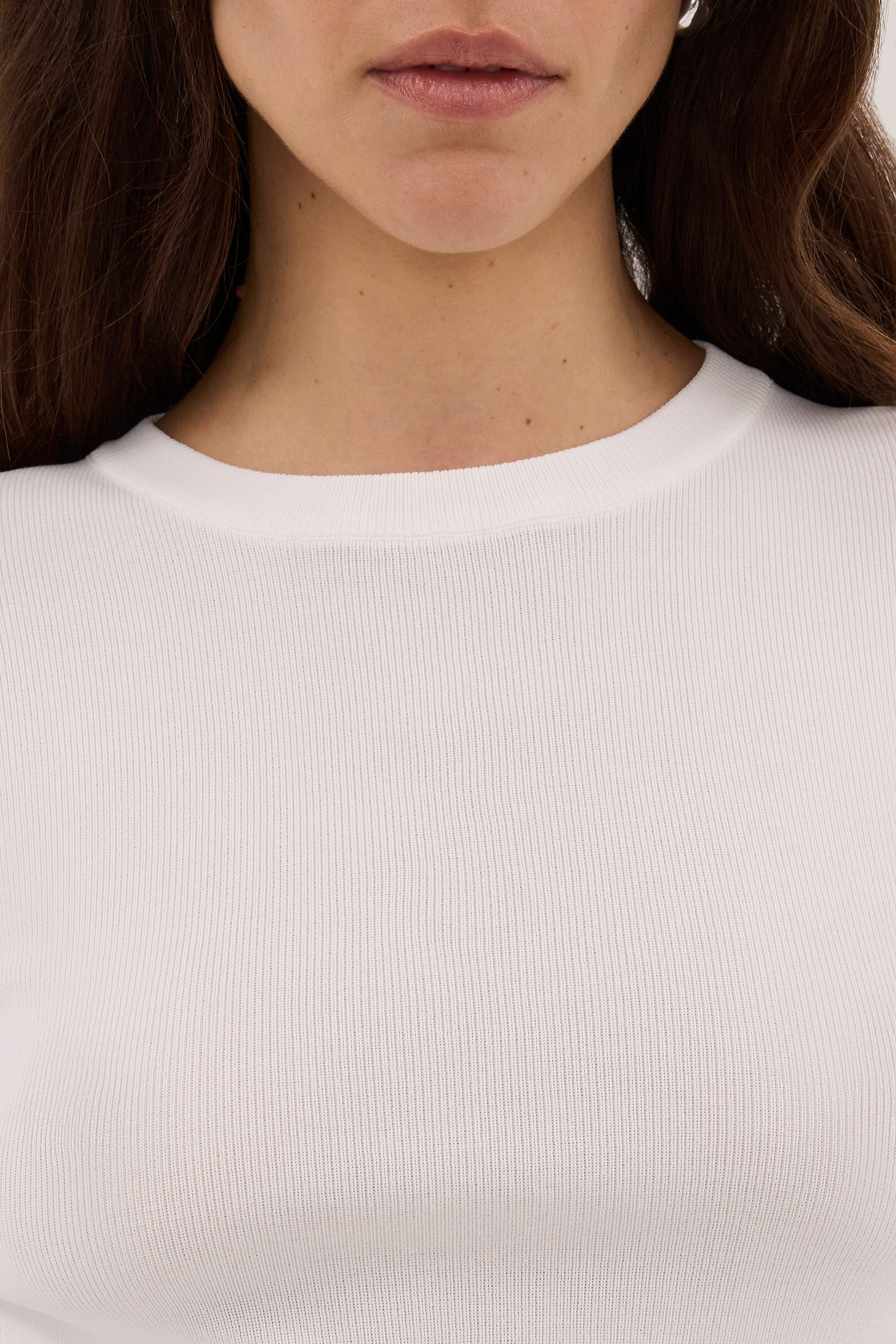 SILVIA WHITE 3/4 SLEEVE KNIT TEE