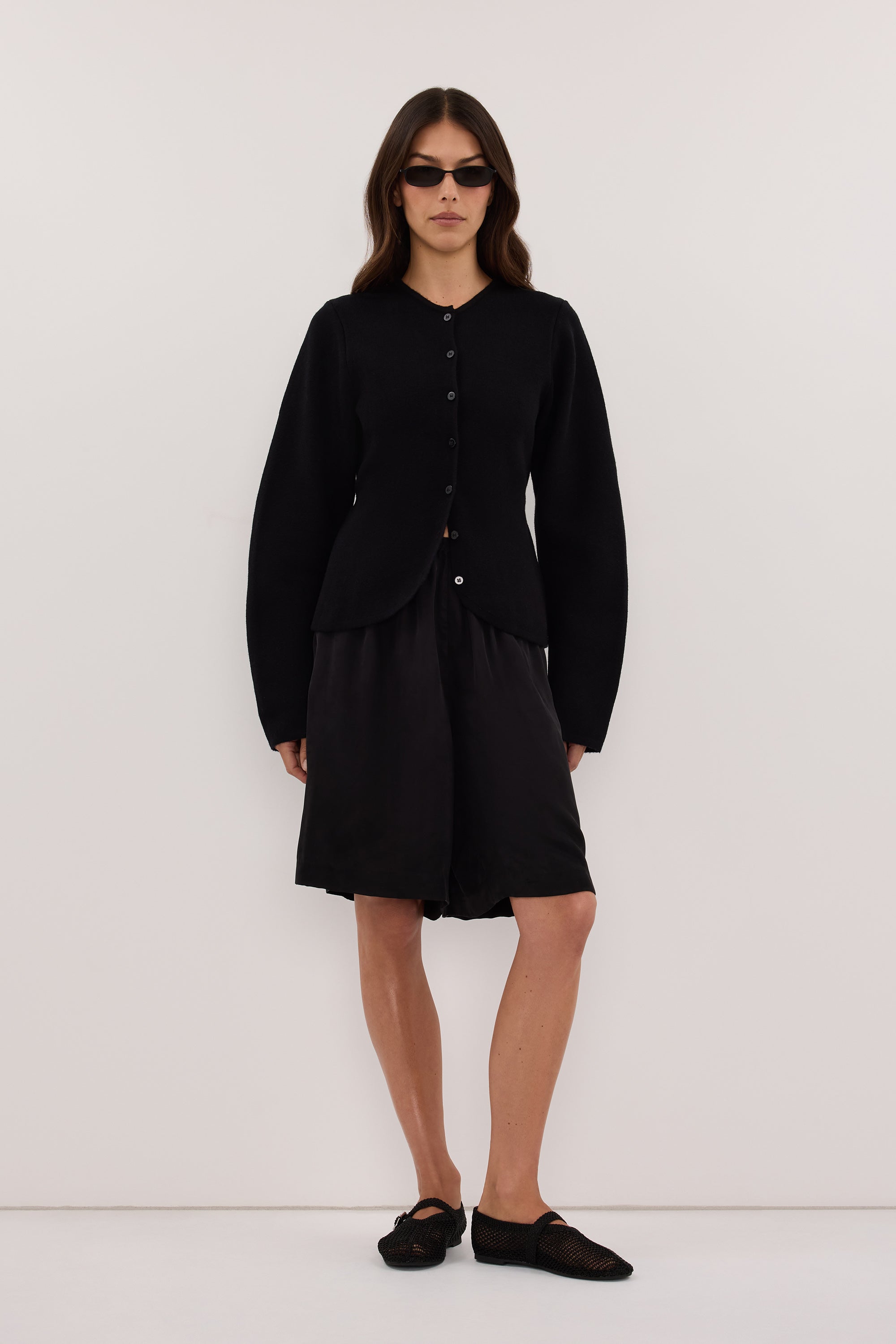 ELIZA BLACK CINCHED CARDIGAN