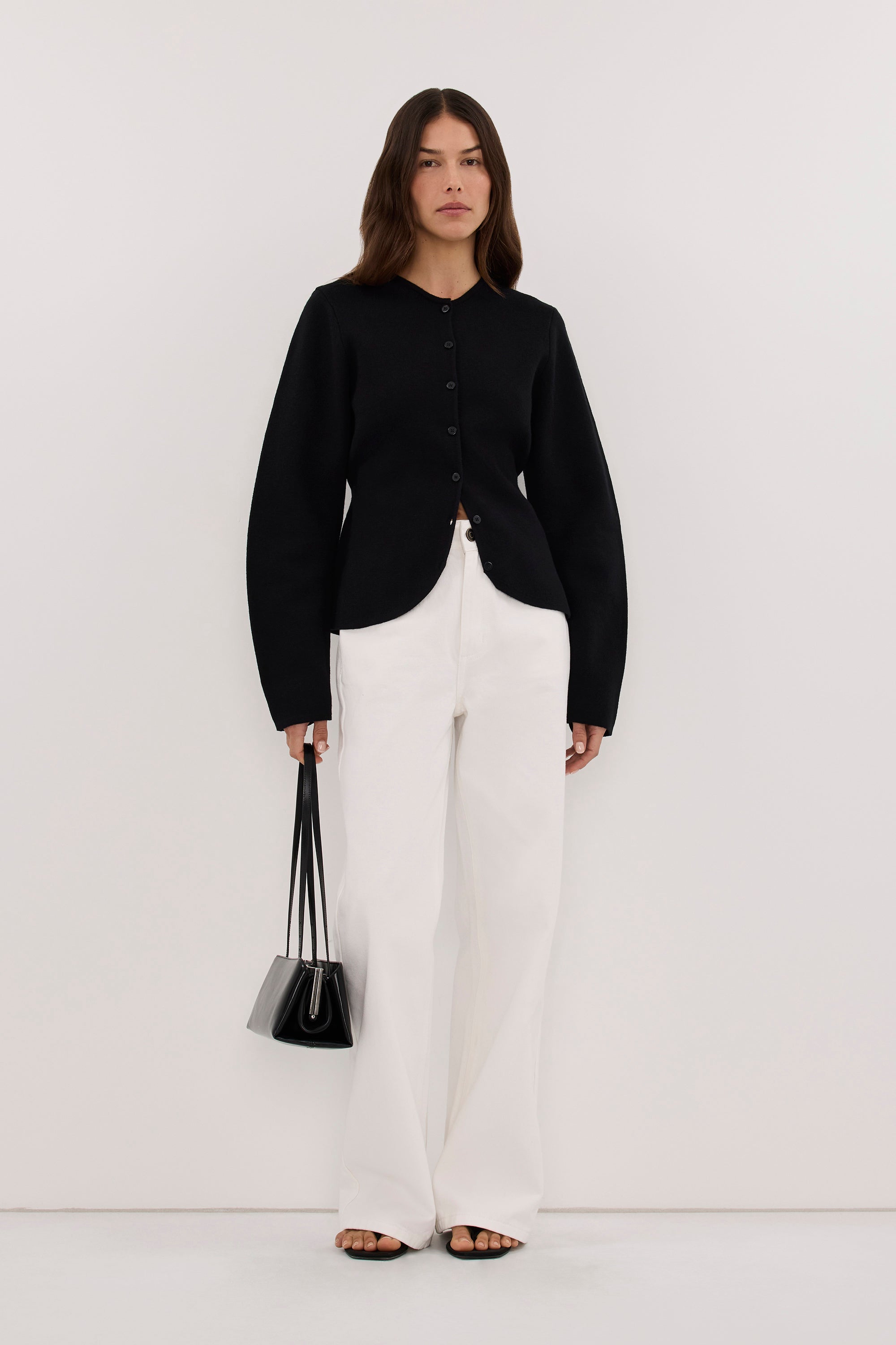 ELIZA BLACK CINCHED CARDIGAN