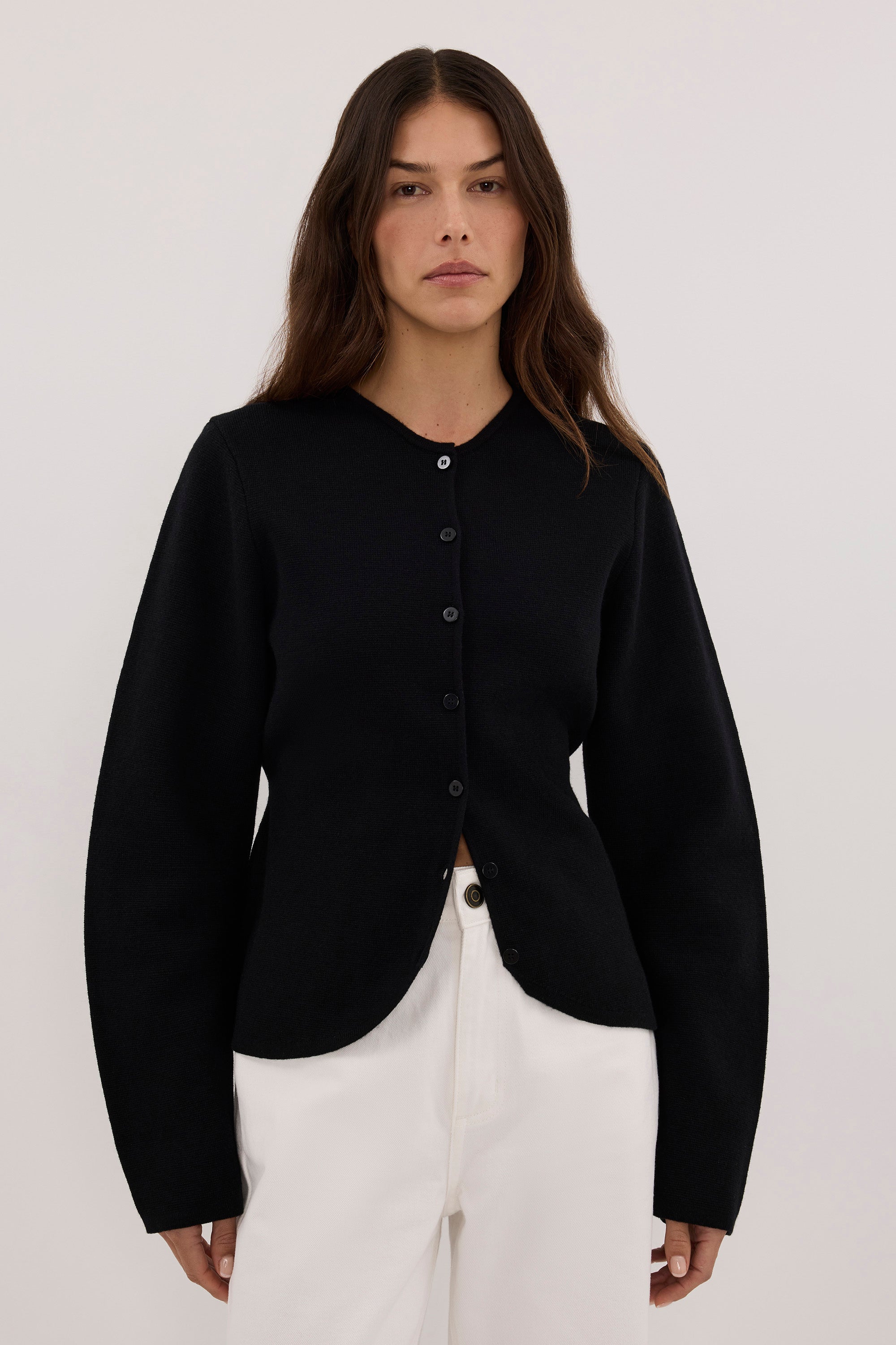 ELIZA BLACK CINCHED CARDIGAN