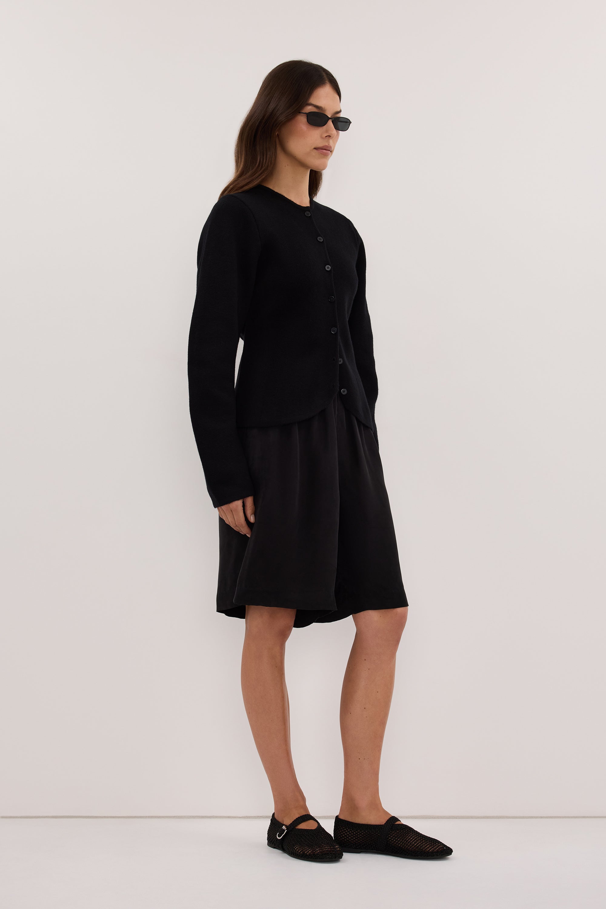ELIZA BLACK CINCHED CARDIGAN