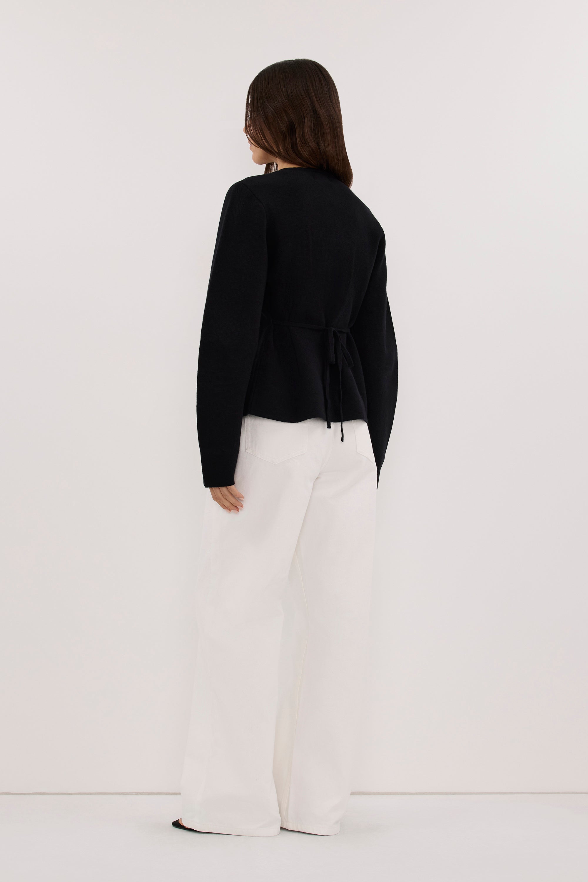 ELIZA BLACK CINCHED CARDIGAN