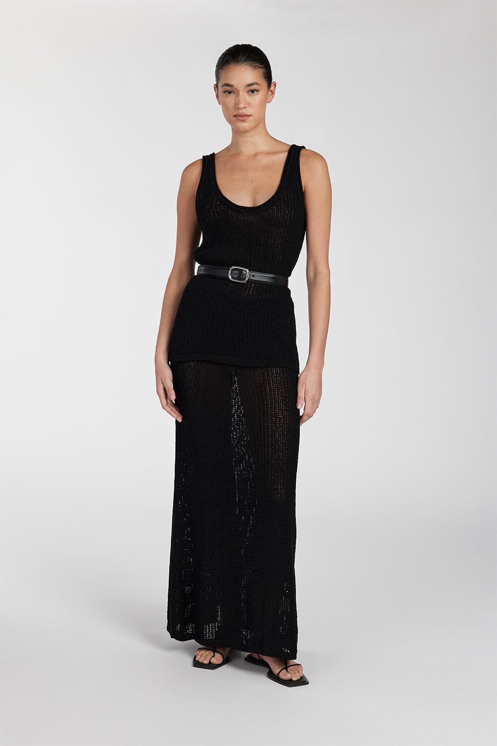 MARGOT BLACK CROCHET MIDI SKIRT Clothing DISSH Boutiques 