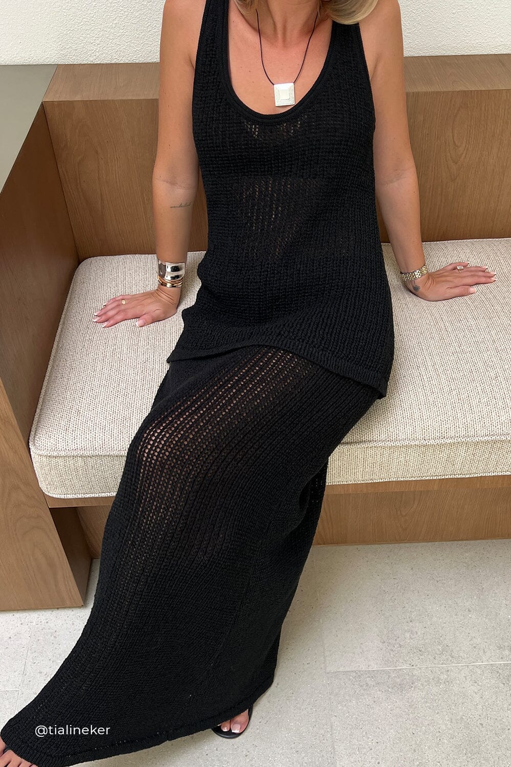 MARGOT BLACK CROCHET MIDI SKIRT Clothing DISSH Boutiques 